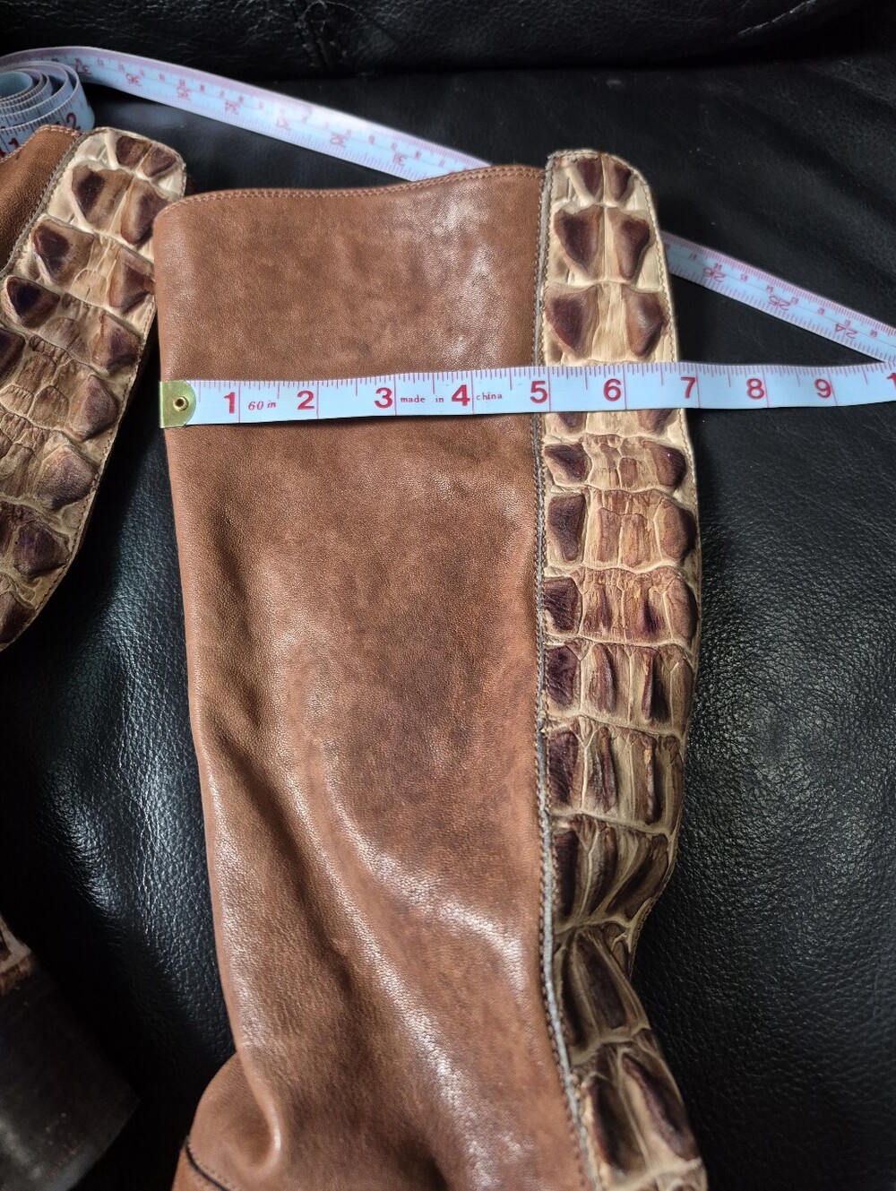 STUART WEITZMAN CROC HORNBACK LEATHER KNEE HIGH BOOTS ✨ - Picture 11 of 11